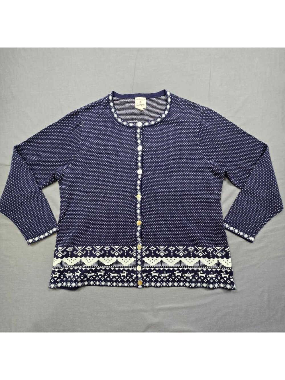 Appleseeds XL Cardigan Sweater Navy Nordic Button Front Long Sleeve